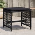 Miniatyrbillede 2 af 11: vidaXL haveskammel med hynder 4 stk. 41x41x36 cm polyrattan sort