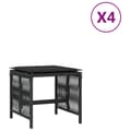 Miniatyrbillede 3 af 11: vidaXL haveskammel med hynder 4 stk. 41x41x36 cm polyrattan sort