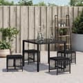 Miniatyrbillede 4 af 11: vidaXL haveskammel med hynder 4 stk. 41x41x36 cm polyrattan sort