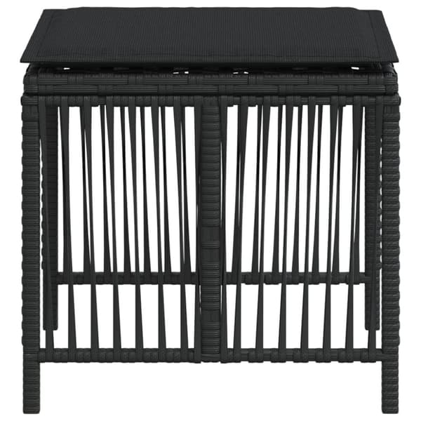 vidaXL haveskammel med hynder 4 stk. 41x41x36 cm polyrattan sort