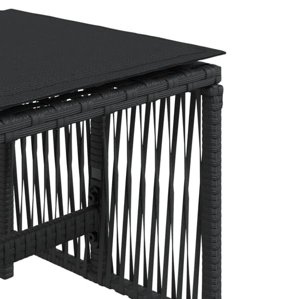 vidaXL haveskammel med hynder 4 stk. 41x41x36 cm polyrattan sort