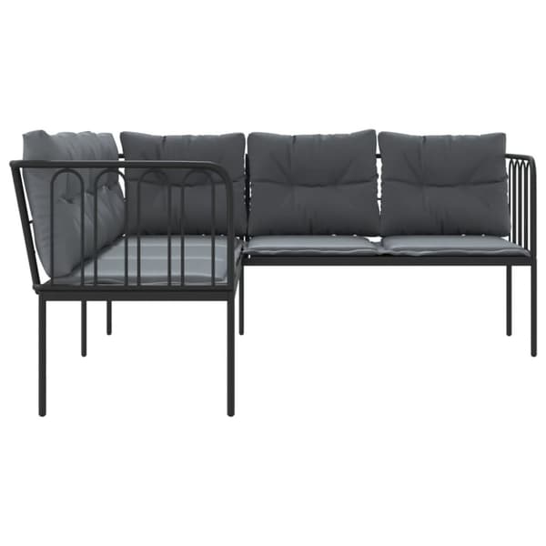 vidaXL havesofa med hynder L-facon stål og textilene sort