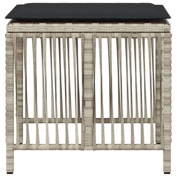 vidaXL Trädgårdspallar med dynor 4 st ljusgrå 41x41x36 cm konstrotting
