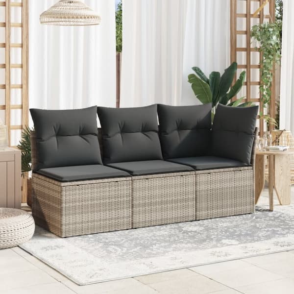 vidaXL hjørnemodul til havesofa med hynder polyrattan lysegrå