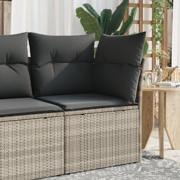 vidaXL hjørnemodul til havesofa med hynder polyrattan lysegrå