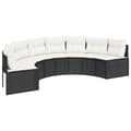 Miniatyrbillede 3 af 7: vidaXL havesofa med hynder halvrund polyrattan sort