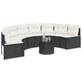 Miniatyrbillede 4 af 7: vidaXL havesofa med hynder halvrund polyrattan sort