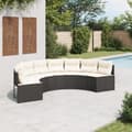 Miniatyrbillede 2 af 7: vidaXL havesofa med hynder halvrund polyrattan sort