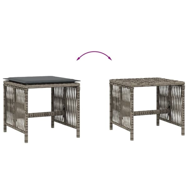 vidaXL haveskamler 4 stk. med hynder 41x41x36 cm polyrattan grå
