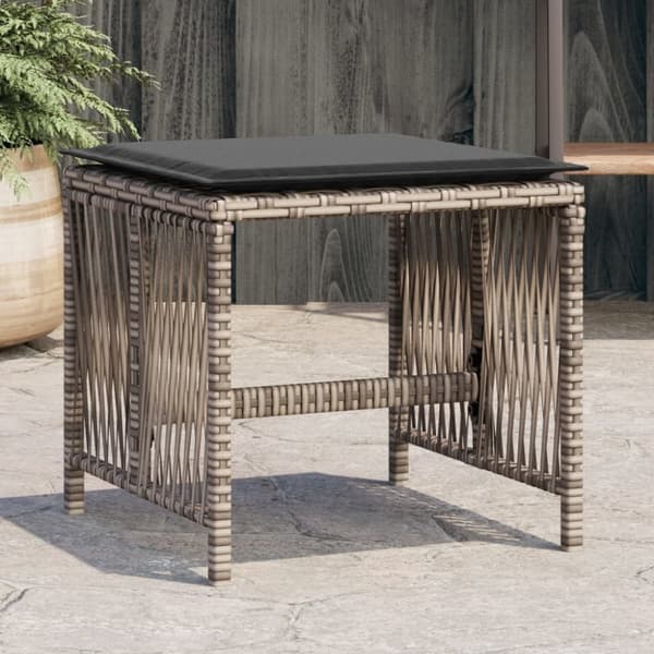 vidaXL haveskamler 4 stk. med hynder 41x41x36 cm polyrattan grå