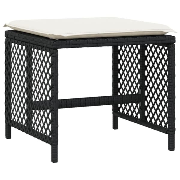 vidaXL haveskammel med hynder 4 stk. 41x41x36 cm polyrattan sort