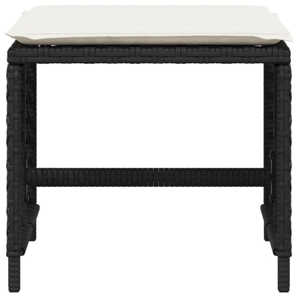 vidaXL haveskammel med hynder 4 stk. 41x41x36 cm polyrattan sort