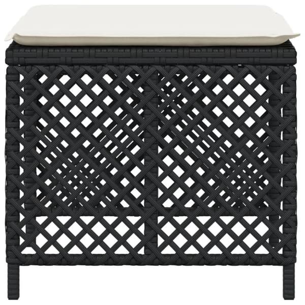 vidaXL haveskammel med hynder 4 stk. 41x41x36 cm polyrattan sort