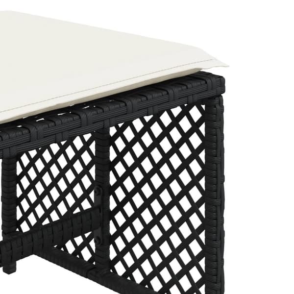 vidaXL haveskammel med hynder 4 stk. 41x41x36 cm polyrattan sort