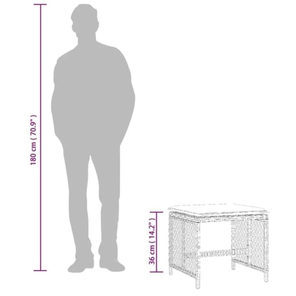 vidaXL haveskammel med hynder 4 stk. 41x41x36 cm polyrattan sort