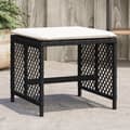 Miniatyrbillede 2 af 11: vidaXL haveskammel med hynder 4 stk. 41x41x36 cm polyrattan sort