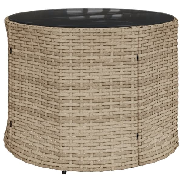 vidaXL Trädgårdssoffa med bord och dynor halvrund beige konstrotting