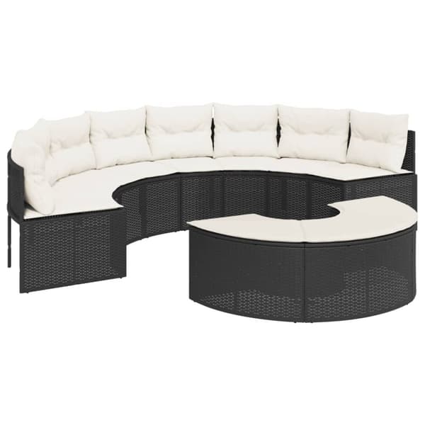 vidaXL sofasæt til haven 2 dele halvrund polyrattan sort