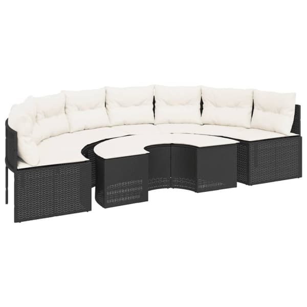 vidaXL sofasæt til haven 2 dele halvrund polyrattan sort
