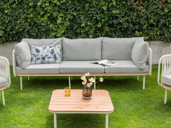 Havesofa Grå Polyester 3 Personers Moderne Loungesofa Udendørs Nonwood Vedligeholdelsesfri Havemøbler Quickdry Skum Vandtæt til Have