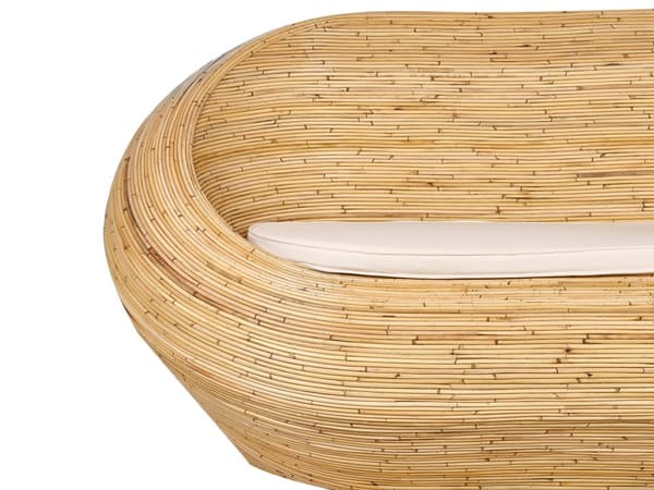 Hagesofa i Naturrotting med Sittepute Beige 2 Seter Innendørs Utendørs Boho Style