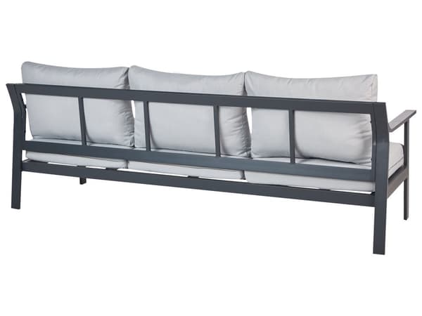 3-personers havesofa i aluminium Mørkegrå aluminiumsramme Lysegrå hynder i vandafvisende stof Have udendørsbrug