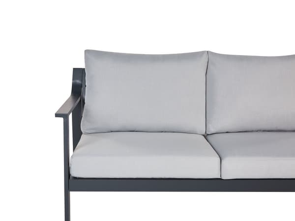 3-personers havesofa i aluminium Mørkegrå aluminiumsramme Lysegrå hynder i vandafvisende stof Have udendørsbrug