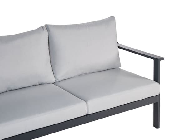 3-personers havesofa i aluminium Mørkegrå aluminiumsramme Lysegrå hynder i vandafvisende stof Have udendørsbrug