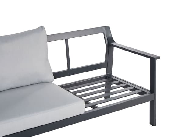 3-personers havesofa i aluminium Mørkegrå aluminiumsramme Lysegrå hynder i vandafvisende stof Have udendørsbrug