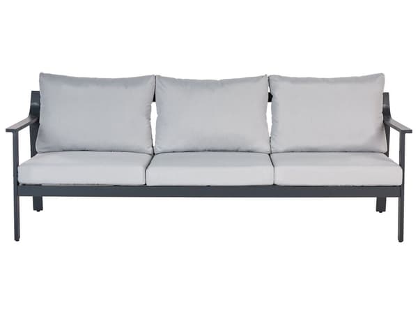 3-personers havesofa i aluminium Mørkegrå aluminiumsramme Lysegrå hynder i vandafvisende stof Have udendørsbrug
