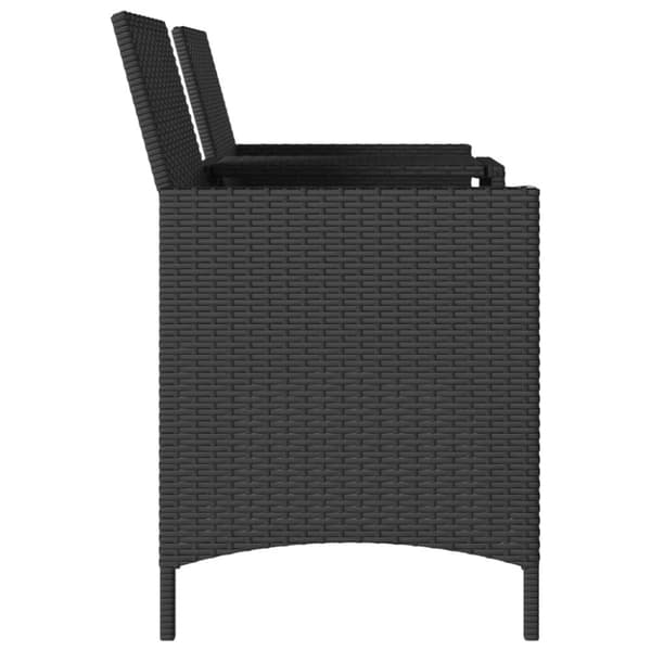 Trädgårdsfåtölj 2-sits med bord och kuddar svart konstrottning