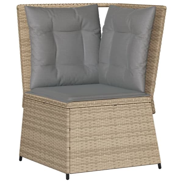 Soffa hörnsektion för trädgården med dynor beige konstrotting