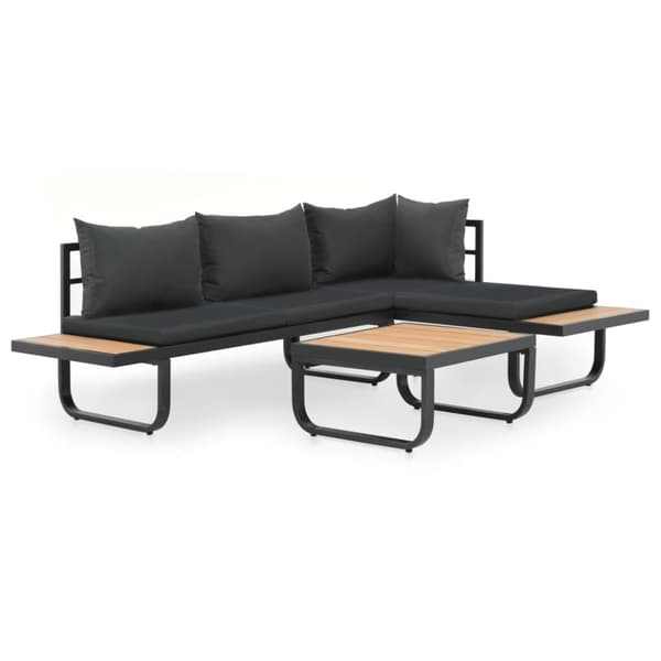 Hörnsoffa set med dynor 2 delar aluminium WPC