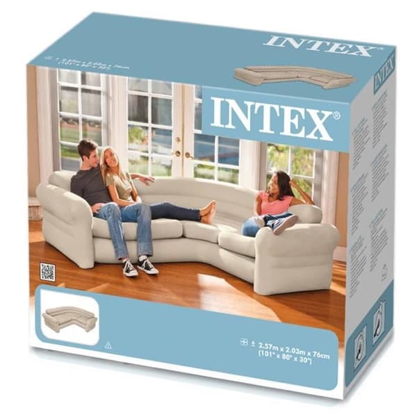 Uppblåsbar hörnsoffa - INTEX - Grå - 257cm x 203cm x 76cm - 5 personer