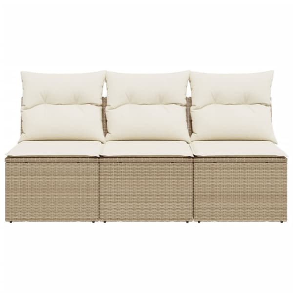Trädgårdssoffa 3-sits med dynor konstrotting beige