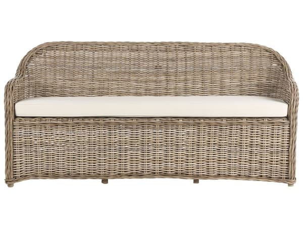 Hagesofa Natur Rotting 3-seter 190 cm Off-white puter Bohemsk stil Innendørs- og utendørsbruk Hagemøbler