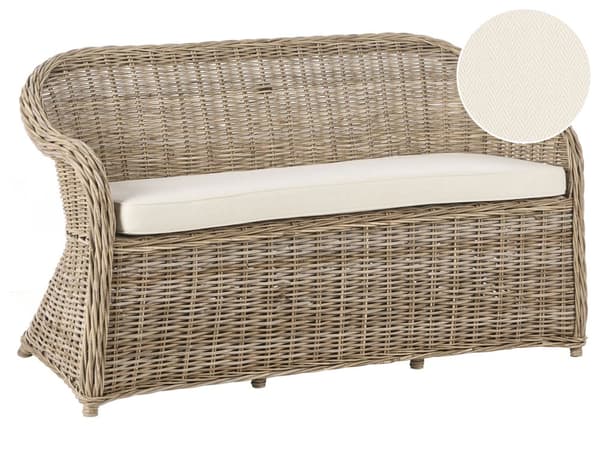 Havesofa Natur Rattan 2-personers 150 cm Off-white hynder Boheme-stil Indendørs og udendørs brug Havemøbler