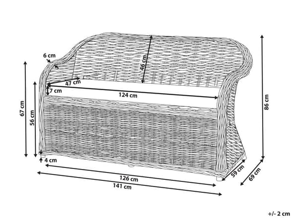 Havesofa Natur Rattan 2-personers 141 cm Off-white hynder Boheme-stil Indendørs og udendørs brug Havemøbler