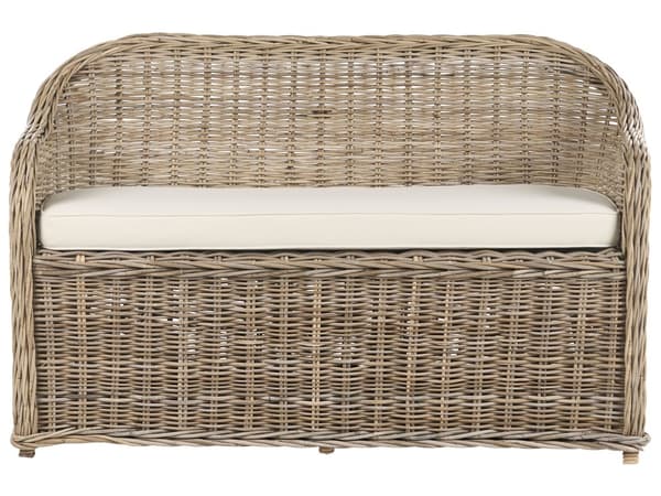 Havesofa Natur Rattan 2-personers 141 cm Off-white hynder Boheme-stil Indendørs og udendørs brug Havemøbler