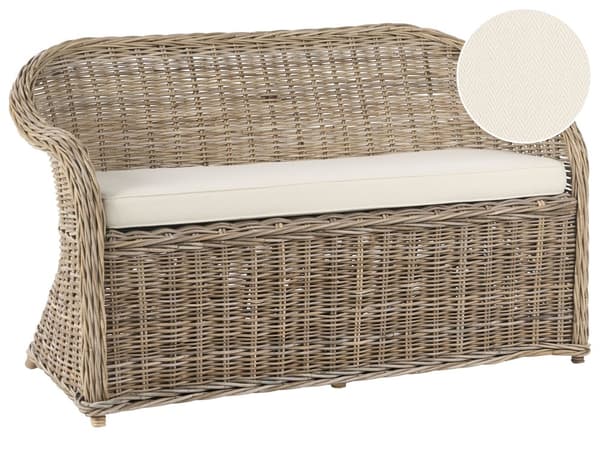 Havesofa Natur Rattan 2-personers 141 cm Off-white hynder Boheme-stil Indendørs og udendørs brug Havemøbler