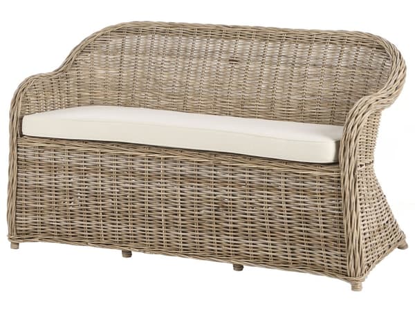 Hagesofa Natur Rotting 2,5-seter Off-white puter Fotskammel Bohemsk stil Innendørs- og utendørsbruk Hagemøbler