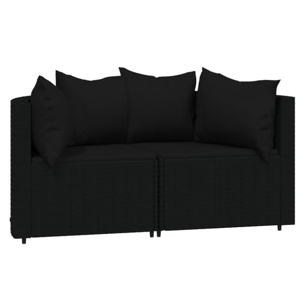 Loungegrupp för trädgården med dynor 3 delar svart konstrotting