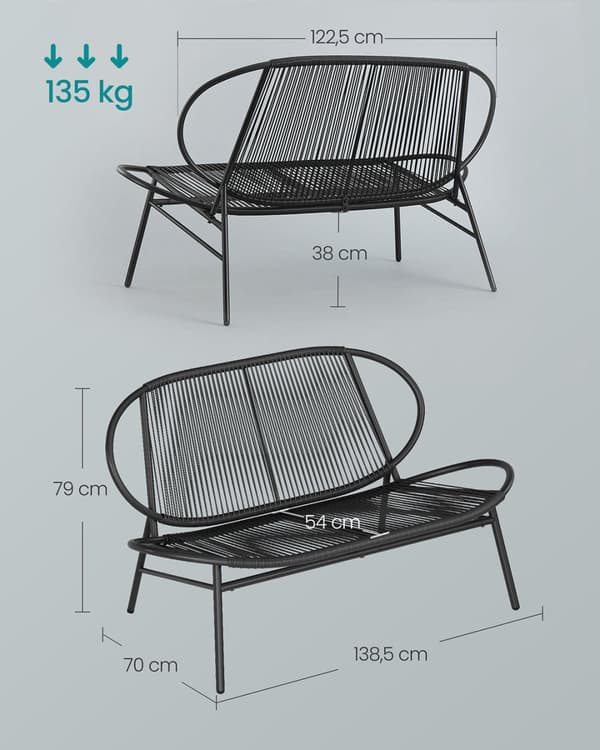 Havesofa fra Pe Rattan 70 x 138,5 x 79 cm