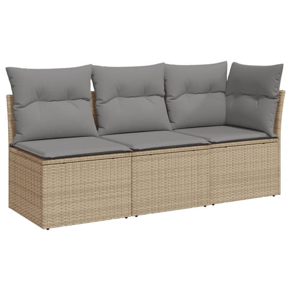 Trädgårdssoffa 3-sits med dynor konstrotting beige