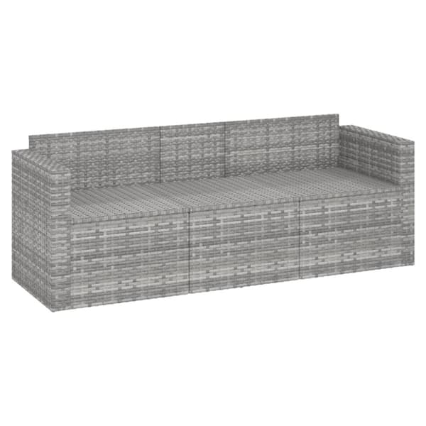 Loungesoffa 3-sits med dynor grå konstrotting