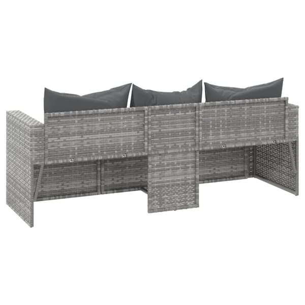 Loungesoffa 3-sits med dynor grå konstrotting