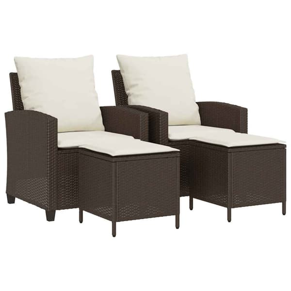 vidaXL sofasæt til haven 4 dele med hynder polyrattan brun