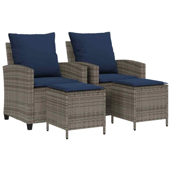 vidaXL sofasæt til haven 4 dele med hynder polyrattan grå