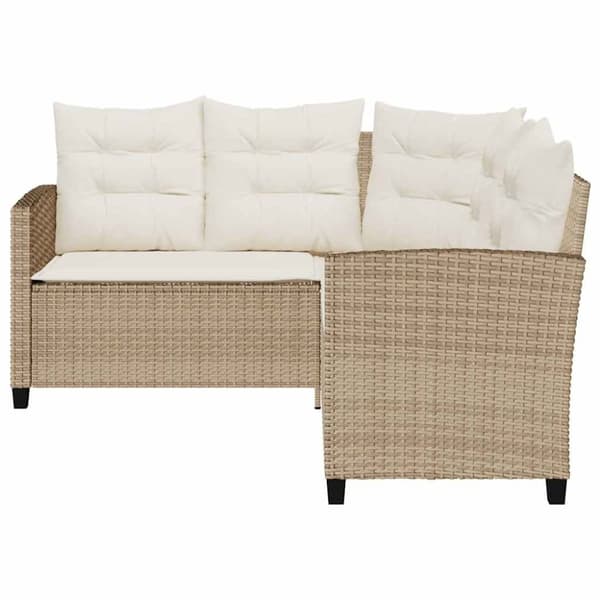 vidaXL havesofa med bord og hynder L-formet polyrattan beige