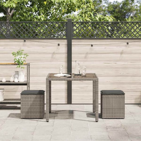 vidaXL havestole med hynder 2 stk. 40x40x43 cm polyrattan grå